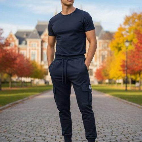 Штаны спорт Moranny (S-2XL) MR509 navy (деми) Moranny MR509 navy