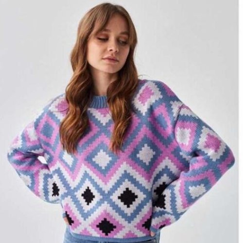 Свитер LiZa Brend (42-48) 1101 grey-pink (зима) LiZa Brend 1101 grey-pink