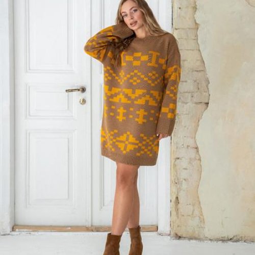 Туника LiZa Brend (44-54) 1110 brown-orange (зима) LiZa Brend 1110 brown-orange