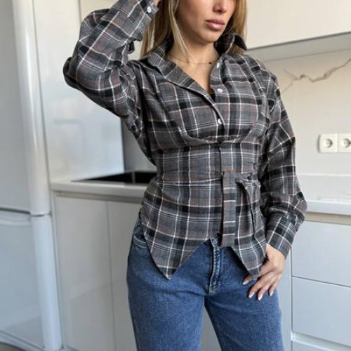 Рубашка Adam&Eva (42-48) 283 grey-black (деми) Adam&Eva 283 grey-black