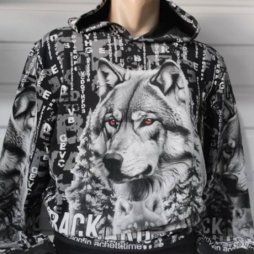 Худи Panda (S-2XL) 1523 black (деми) Panda 1523 black