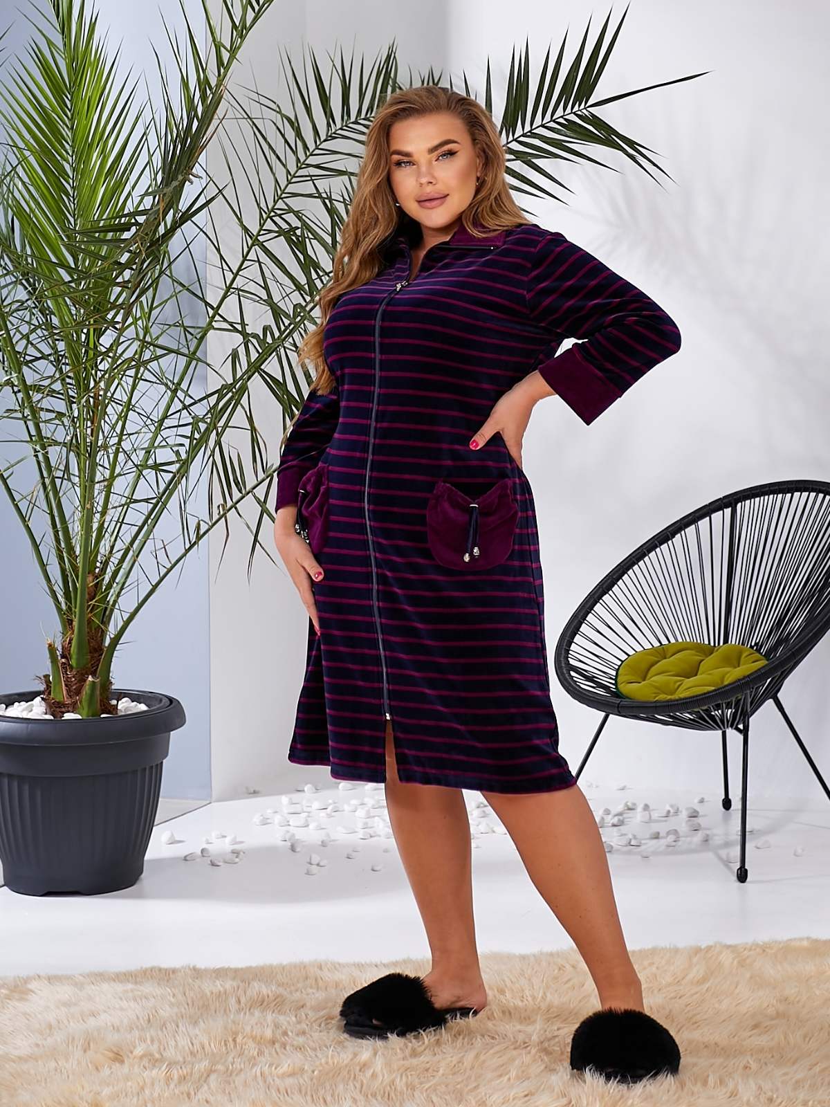 Халат Alberk (XL-3XL) AL6 navy (деми)