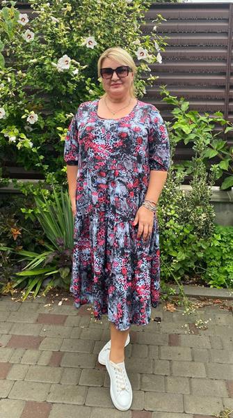 Платье BAT (52-56) 1925 grey-red (лето)