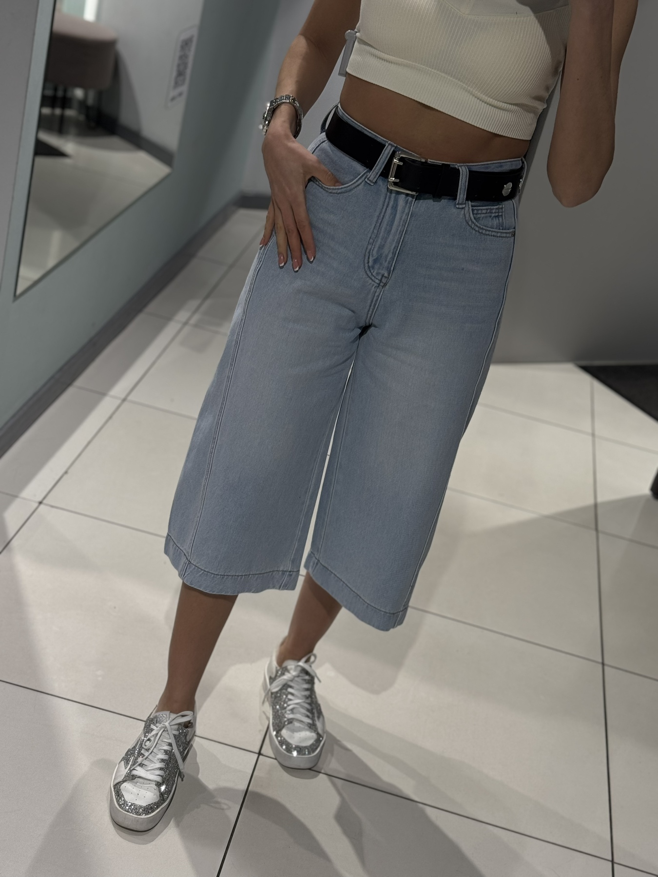 Бриджи Comod (S-XL) 9231 l.blue (лето)