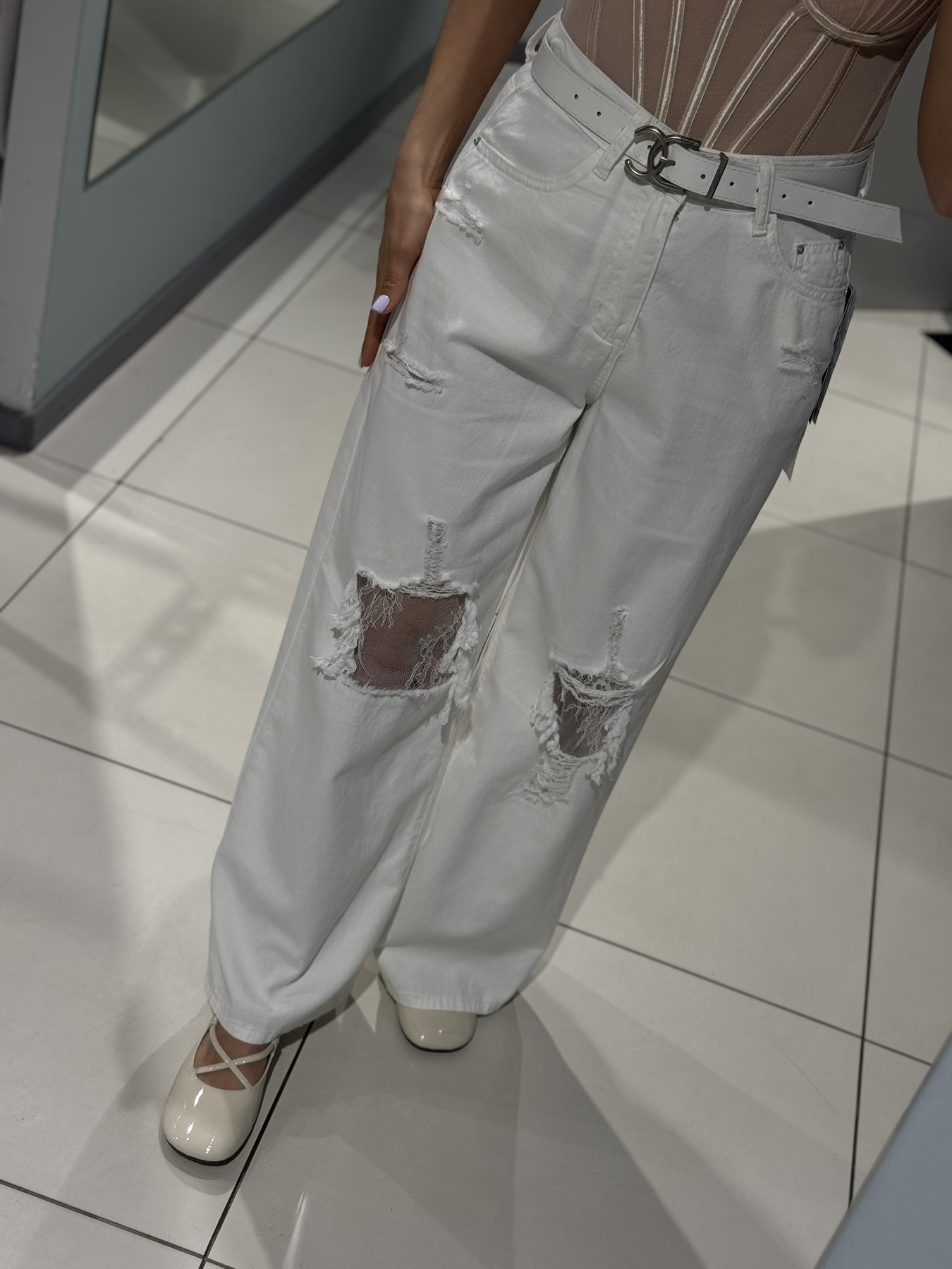 Джинсы Comod (S-XL) 955 white (лето)