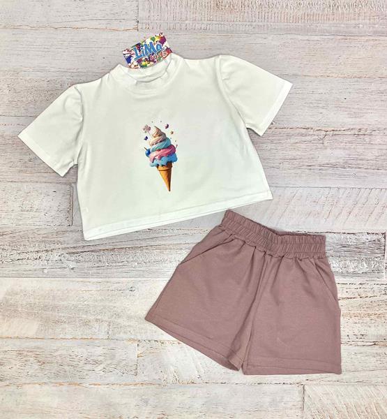 Костюм LiMa kids (116-140) 2514 white-brown (лето)