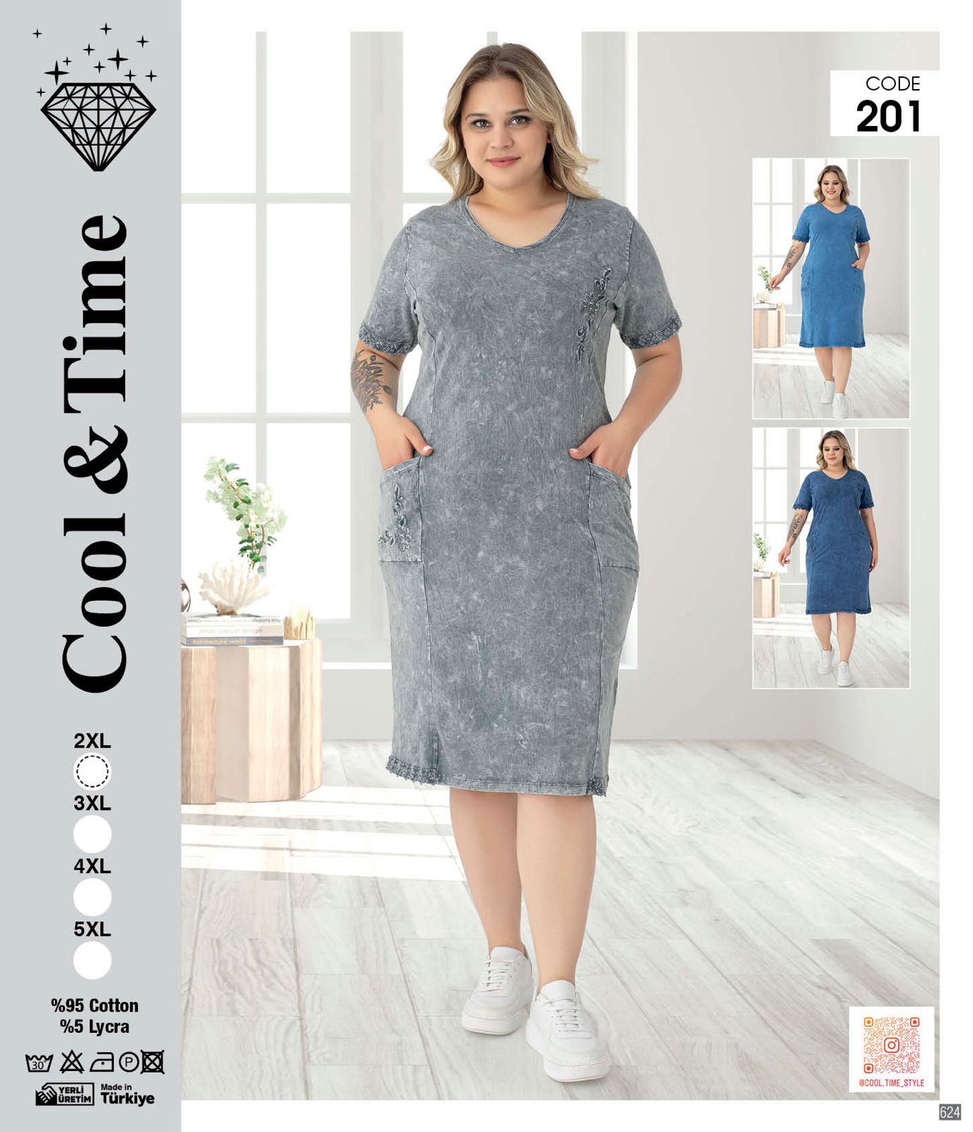 Платье Alberk (2XL-5XL) 201 blue (лето)