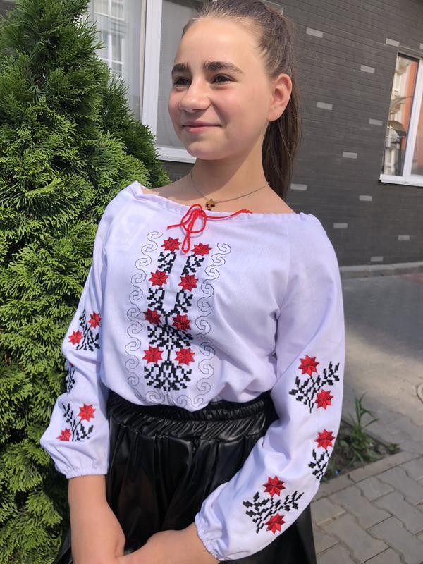 Вышиванка Moda school (128-146) M1 white (деми)