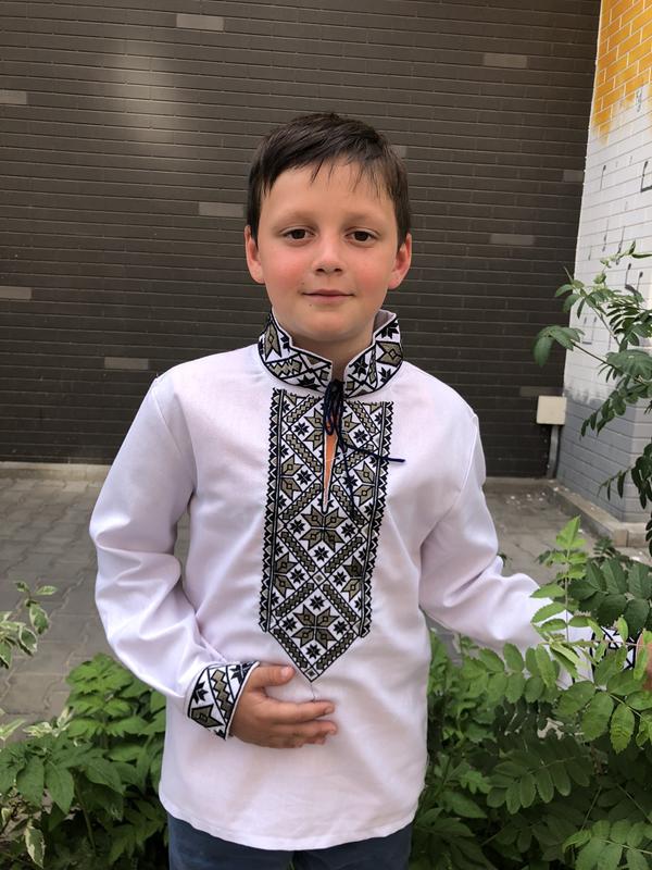 Вышиванка Moda school (128-146) M10 white (деми)