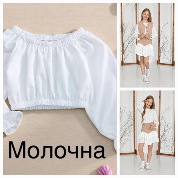 Топ Moda school (122-146) M31 white (лето)