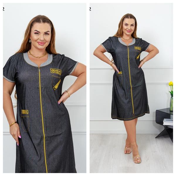 Халат Vehuiah (L-2XL) 9502 grey (лето)