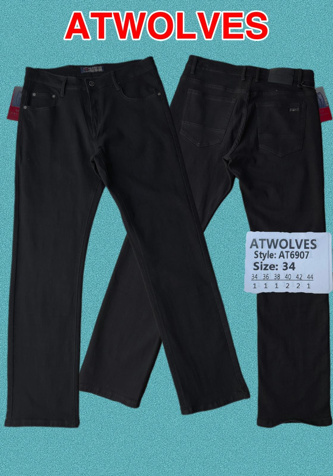 Джинсы God Baron (34-44) AT6907 black (деми)