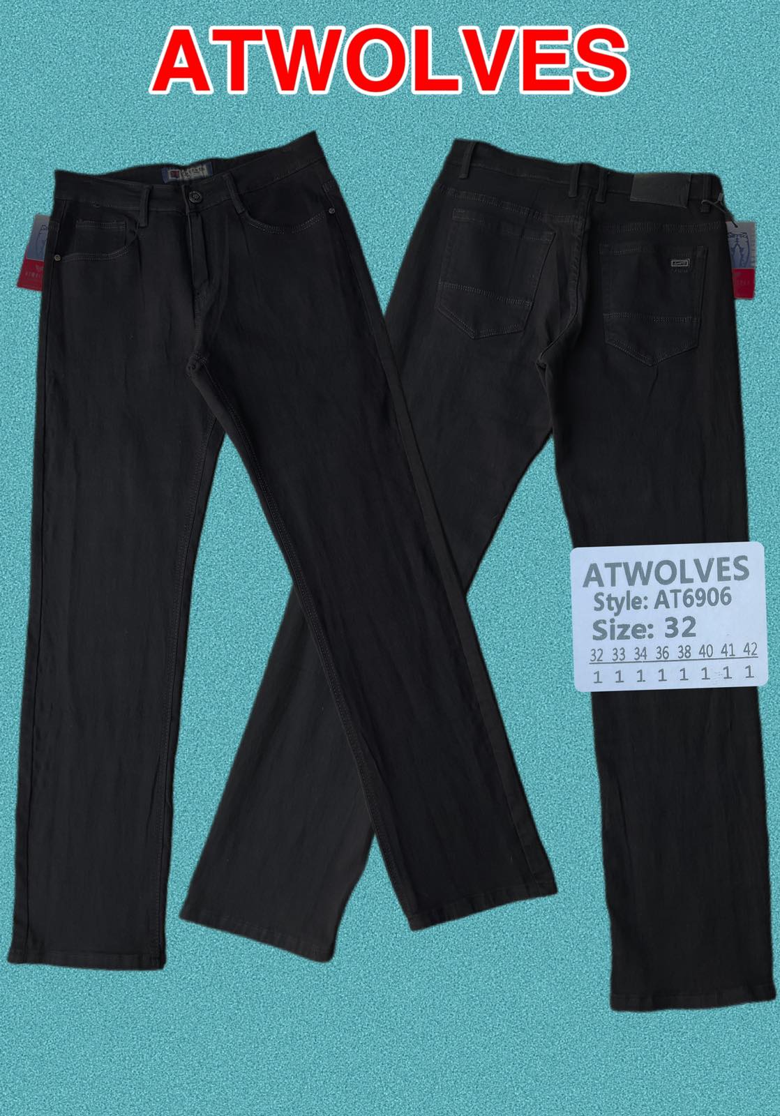 Джинсы God Baron (32-42) AT6906 black (деми)