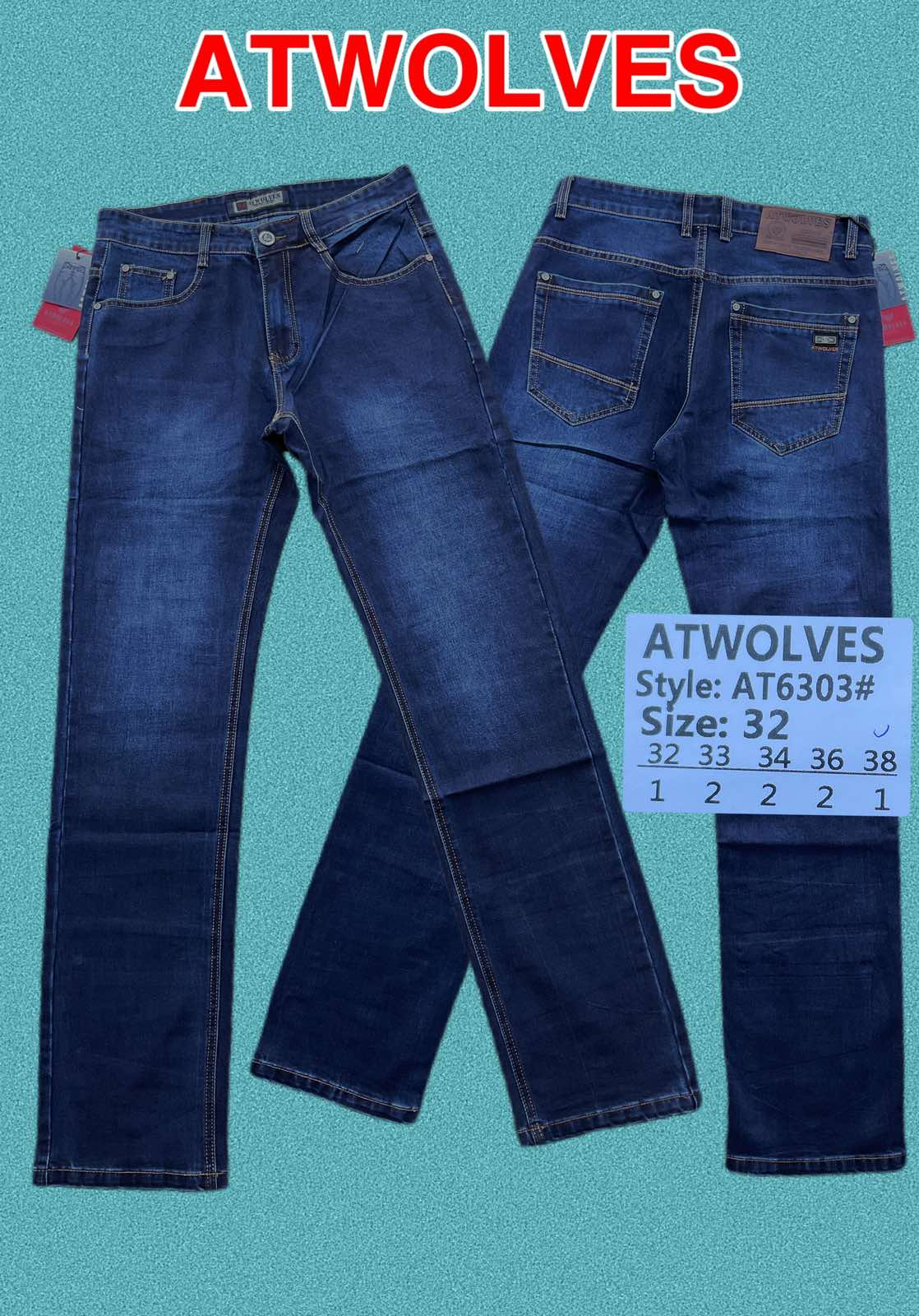 Джинсы God Baron (32-38) AT6303 blue (деми)