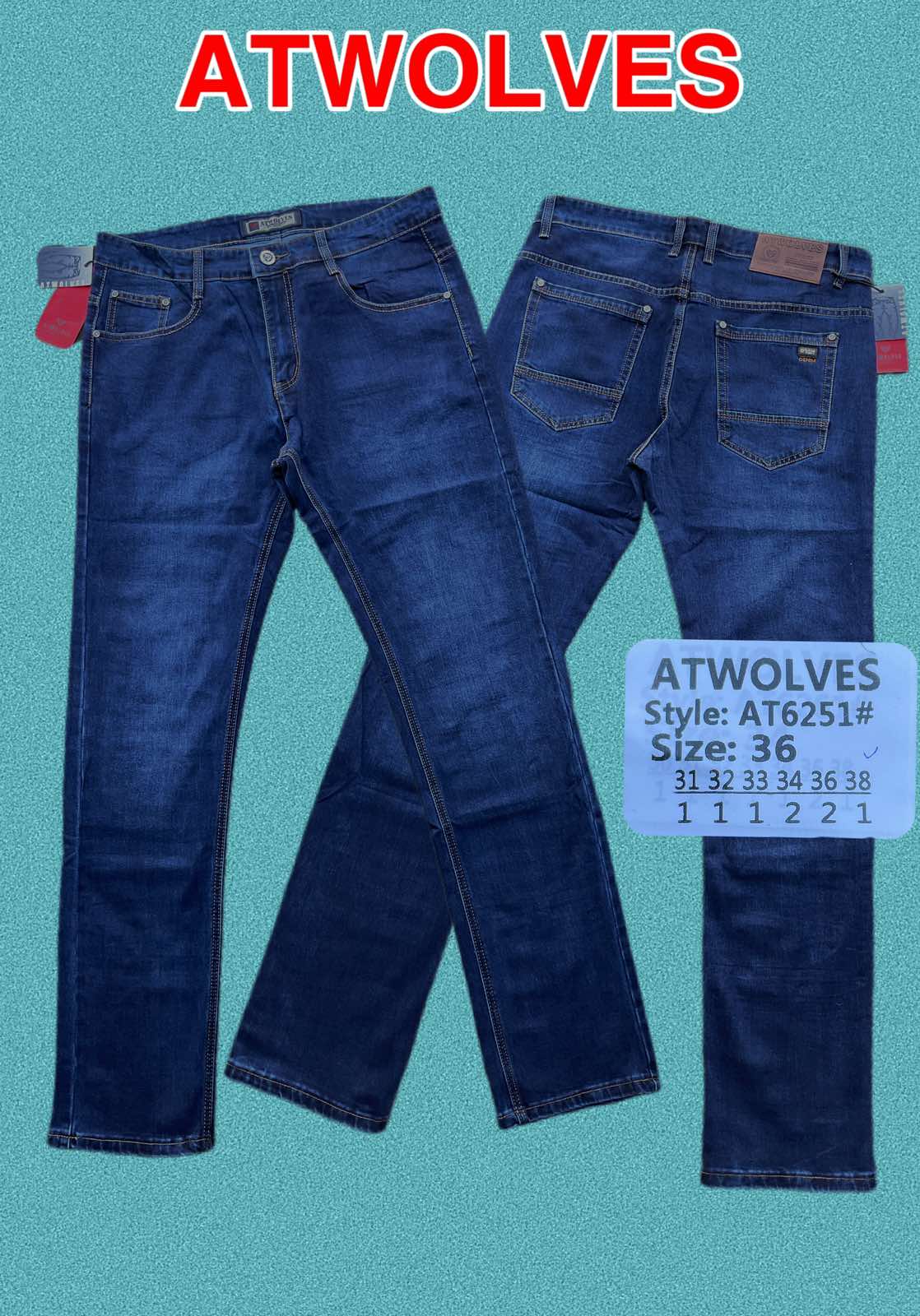 Джинсы God Baron (31-38) AT6251 blue (деми)