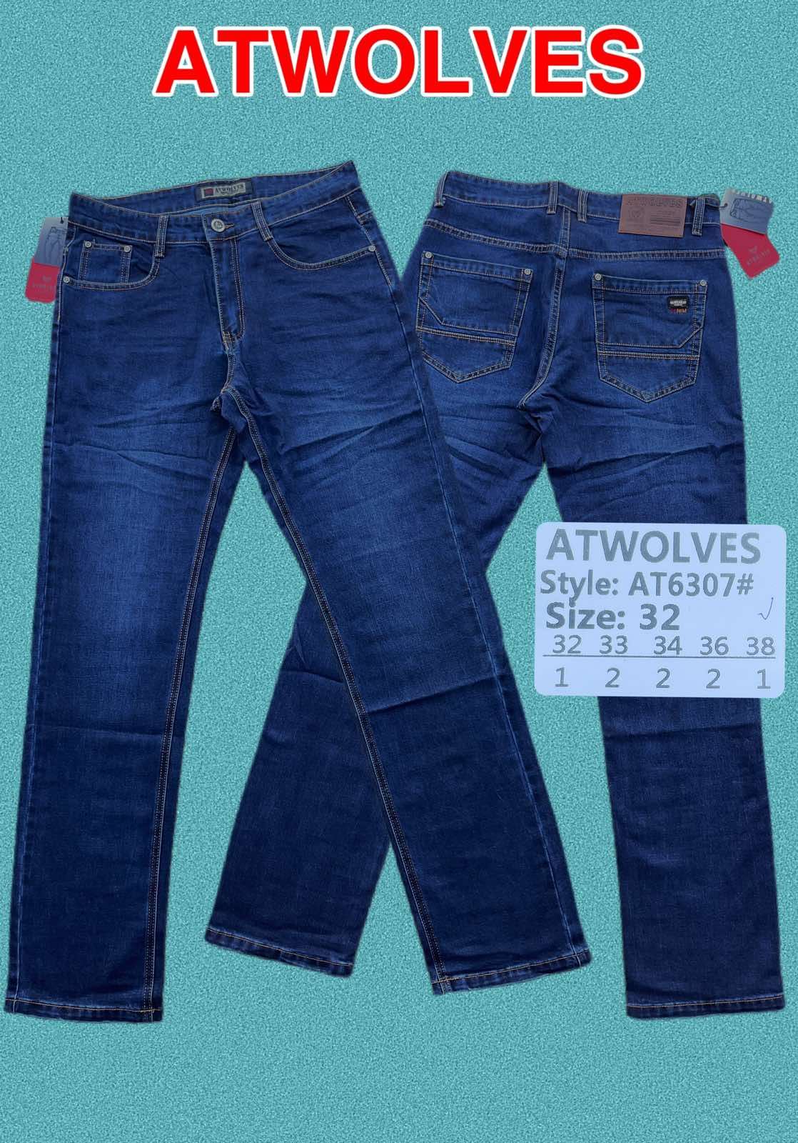 Джинсы God Baron (32-38) AT6307 blue (деми)