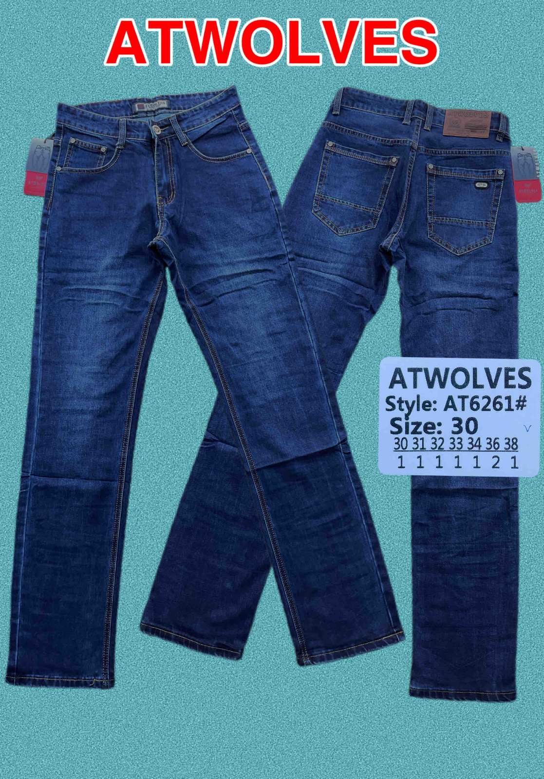 Джинсы God Baron (30-38) AT6261 blue (деми)