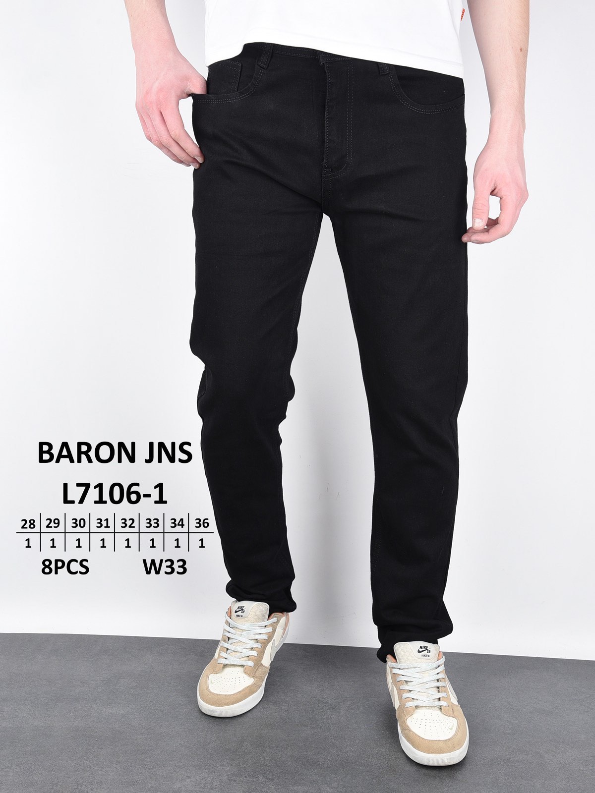 Джинсы God Baron (29-38) L7106-1 black (деми)