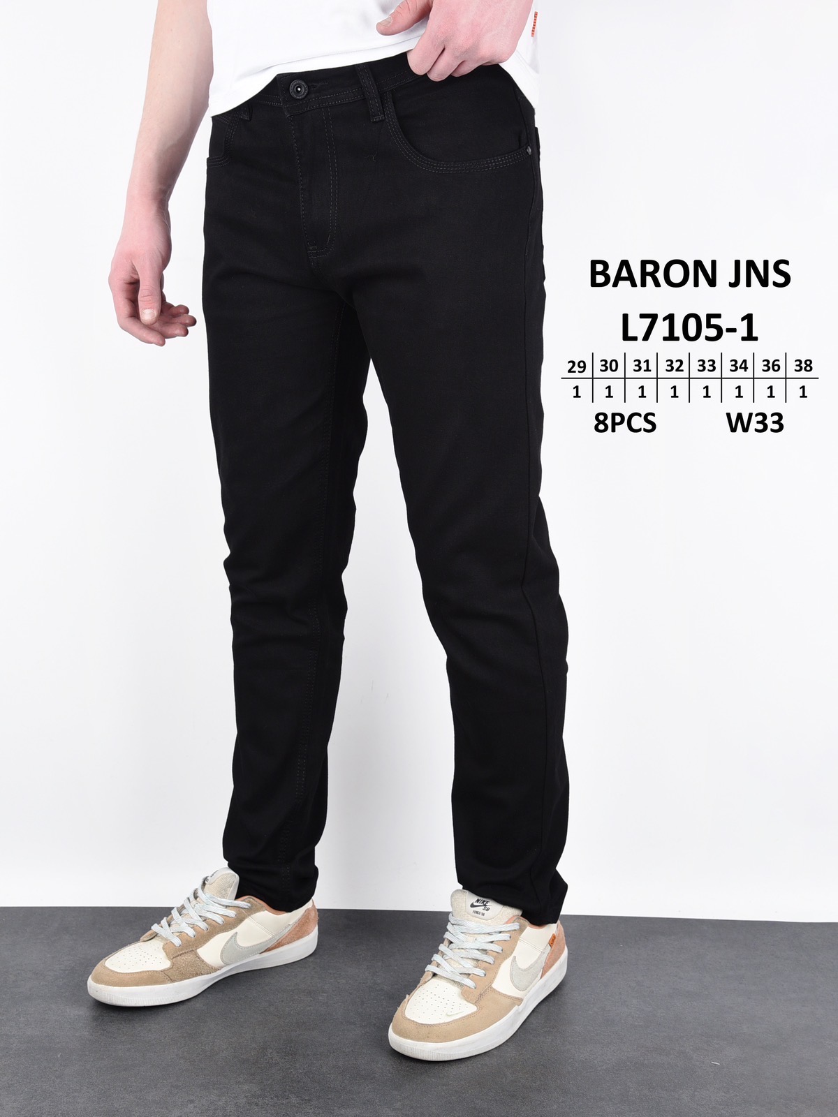 Джинсы God Baron (29-38) L7105-1 black (деми)