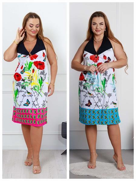 Платье Vehuiah (XL-3XL) 853625 white-blue (лето)