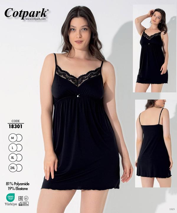 Ночнушка Cotpark (M-2XL) 18301 black (лето)