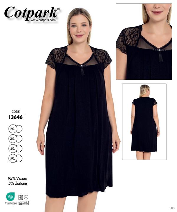 Ночнушка Cotpark (2XL-5XL) 13646 black (лето)