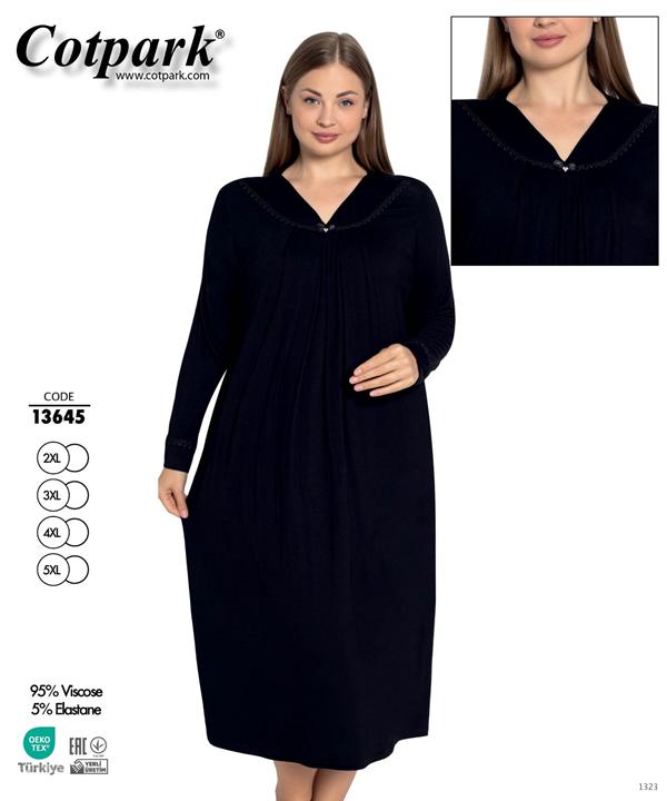 Ночнушка Cotpark (2XL-5XL) 13645 black (деми)