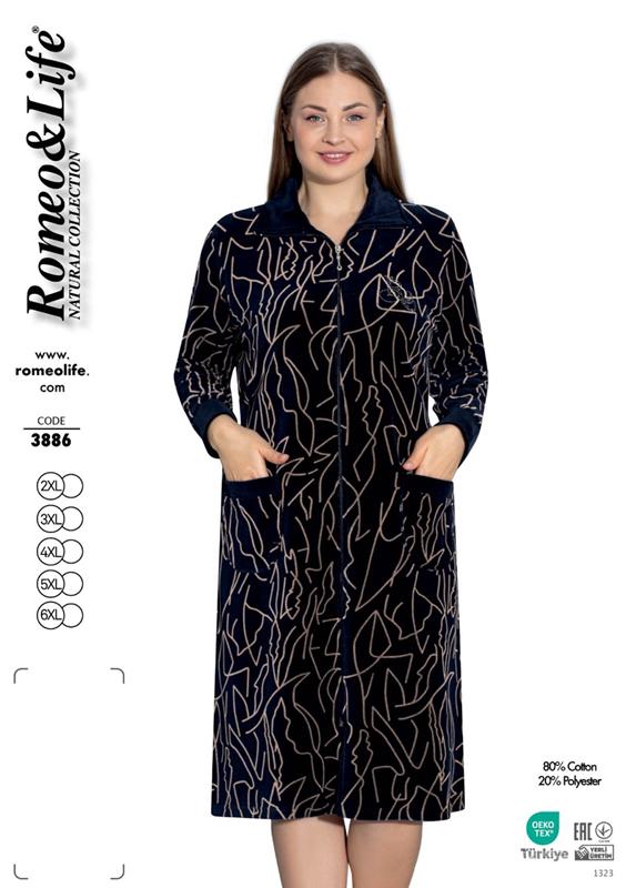 Халат Cotpark (2XL-6XL) 3886 black (деми)