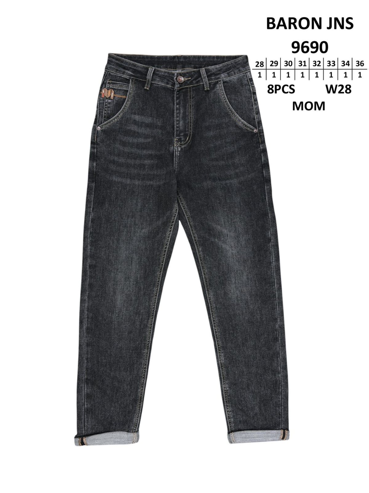 Джинсы God Baron (28-36) 9690 black (деми)