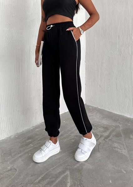 Штаны спорт Lora (M-XL) LR507 black (зима)