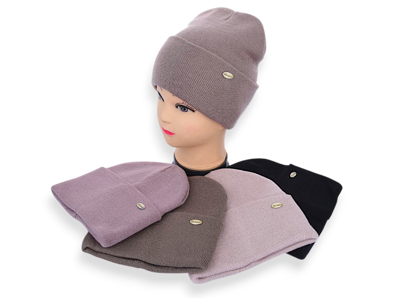 Шапка Angelica (56-60) KM020-1 подвійна mix (зима)