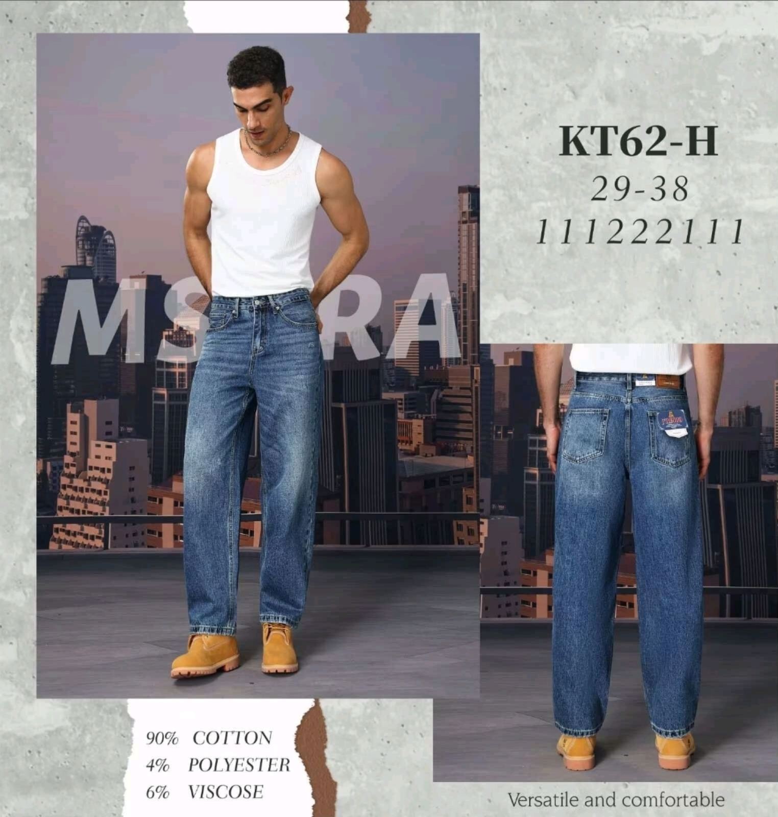 Джинсы God Baron (29-38) KT62-H blue (деми)