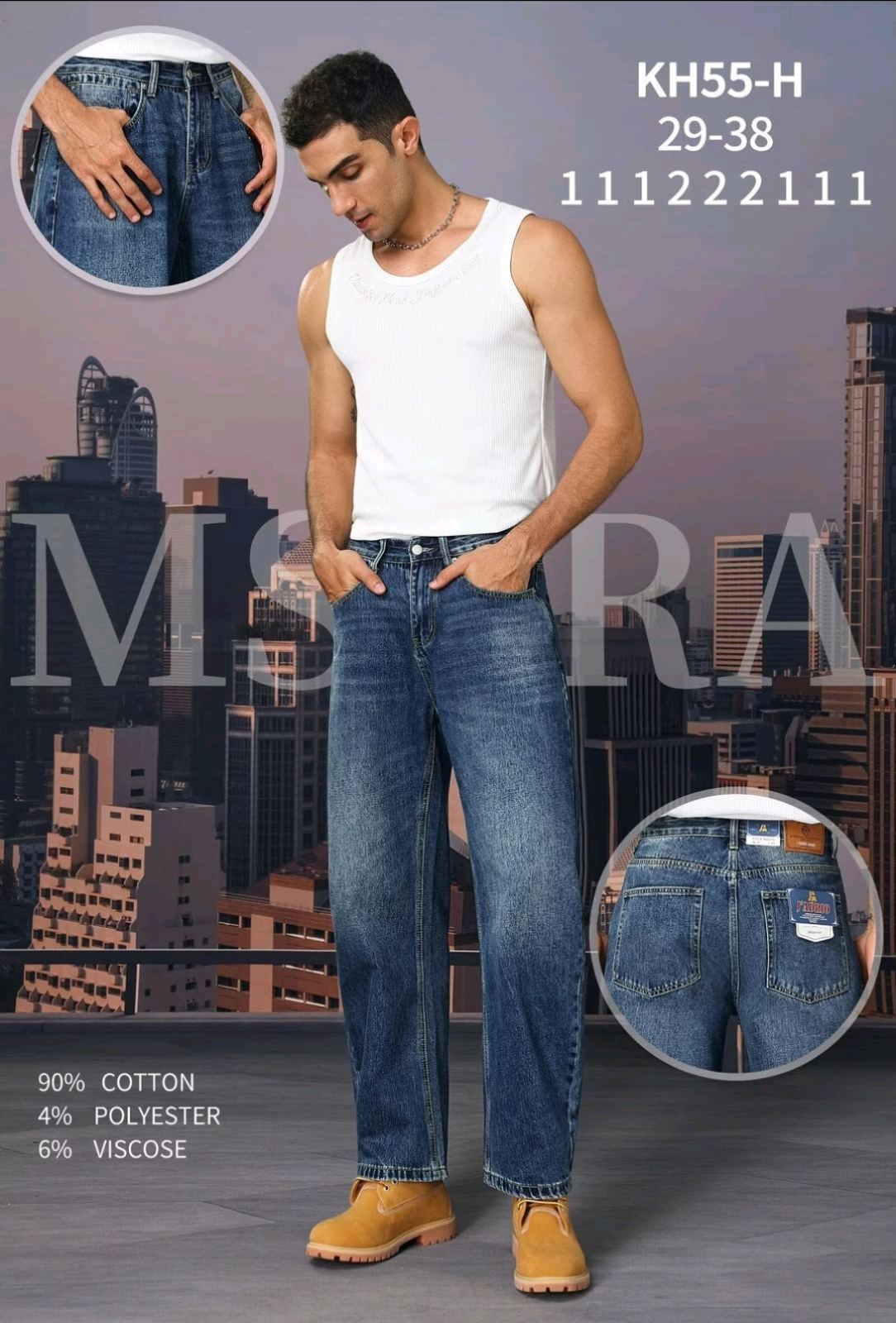 Джинсы God Baron (29-38) KH55-H blue (деми)