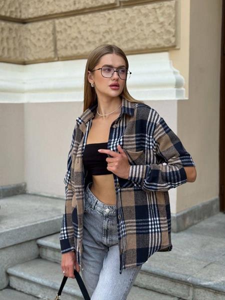 Рубашка Modnulya (42-48) 2473 brown-navy (деми)