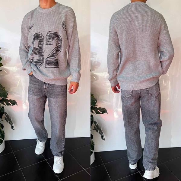 Свитер i8denim (S-XL) 2379 grey (зима)