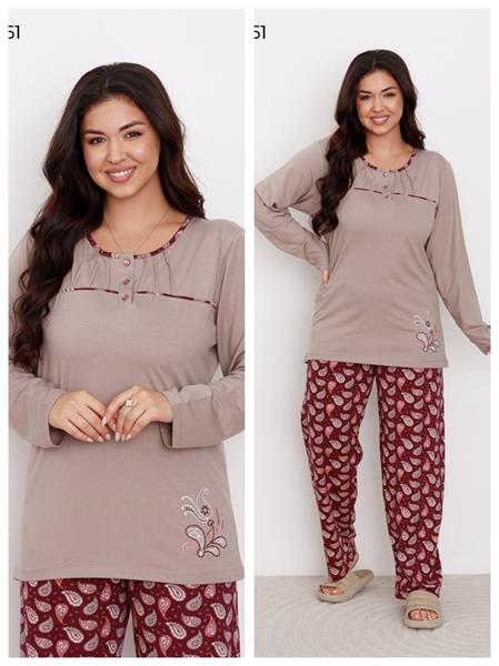 Пижама Vehuiah (2XL-5XL) 58161 beige (деми)