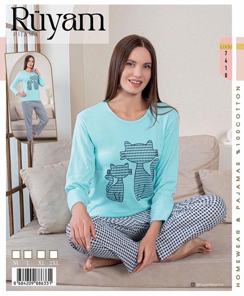 Пижама Vehuiah (M-2XL) 7418 l.blue (деми)