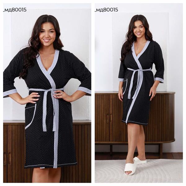 Халат Vehuiah (2XL-4XL) 80015 black (деми)