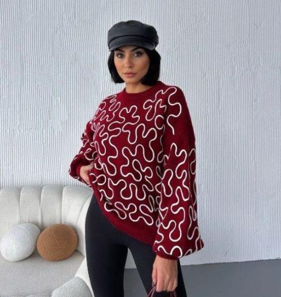 Свитер Lora (one size) LR709 wine (деми)