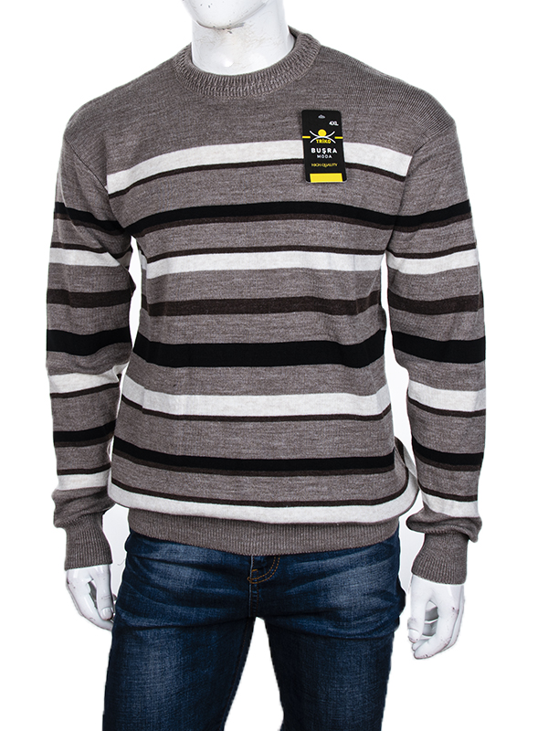 Свитер Abdo (3XL-5XL) Полоска beige батал (зима)