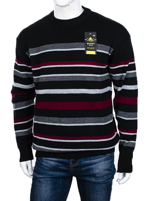 Свитер Abdo (3XL-5XL) Полоска black батал (зима)