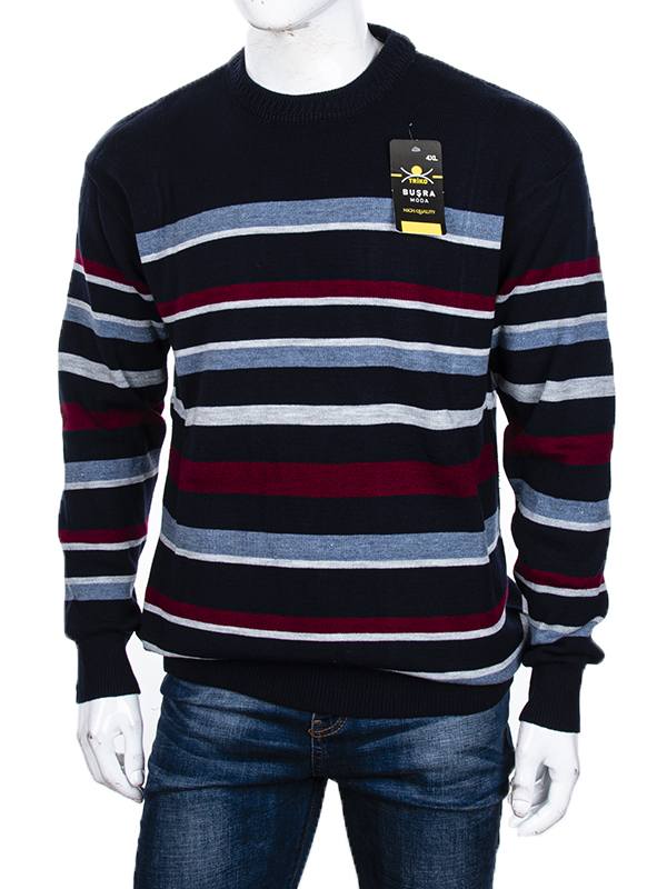 Свитер Abdo (3XL-5XL) Полоска d.blue батал (зима)