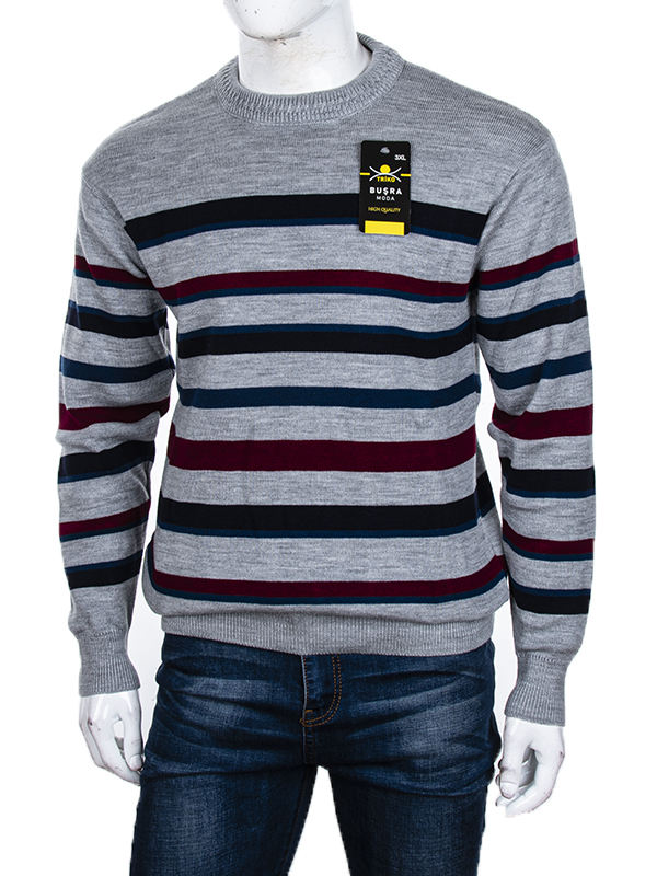 Свитер Abdo (3XL-5XL) Полоска grey батал (зима)