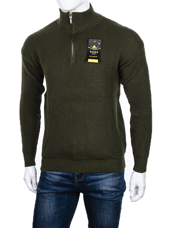 Свитер Abdo (M-2XL) Змійка khaki (зима)