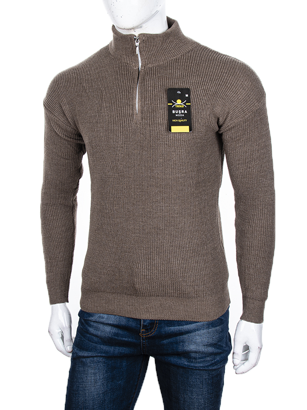 Свитер Abdo (M-2XL) Змійка d.beige (зима)