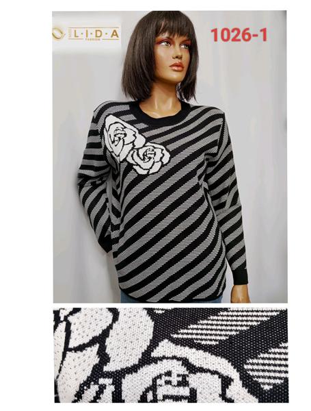 Свитер LIDA (54-60) 1026-1 grey-black (деми)