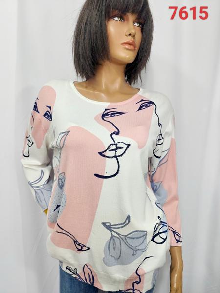 Свитер LIDA (3XL-4XL) 7615 white pink (деми)
