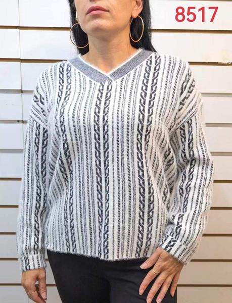 Свитер LIDA (54-58) 8517 white-l.grey (деми)