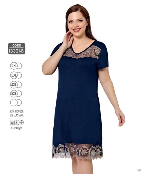 Ночнушка Cotpark (2XL-5XL) 13321B navy (лето)