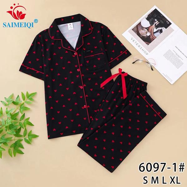 Пижама Estima (S-XL) 6097-1 black-red (деми)